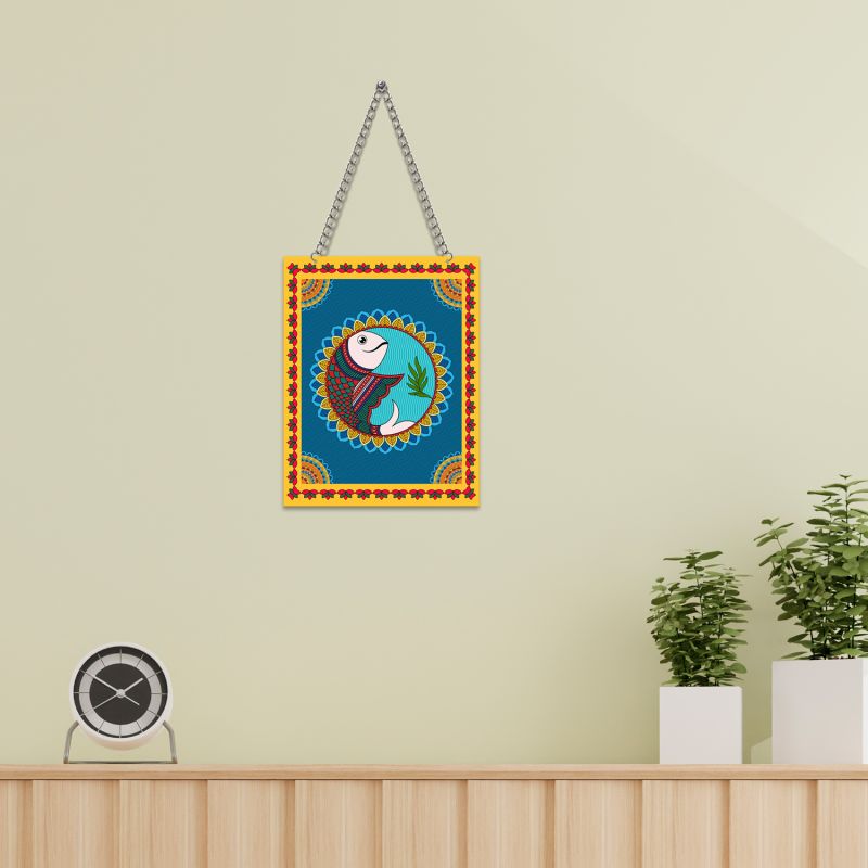 Madhubani Art Fish Wall Hanging For Home, Living Room, Bedroom Wall Decoration Festival Wall Decor Traditional Wall Art Decor